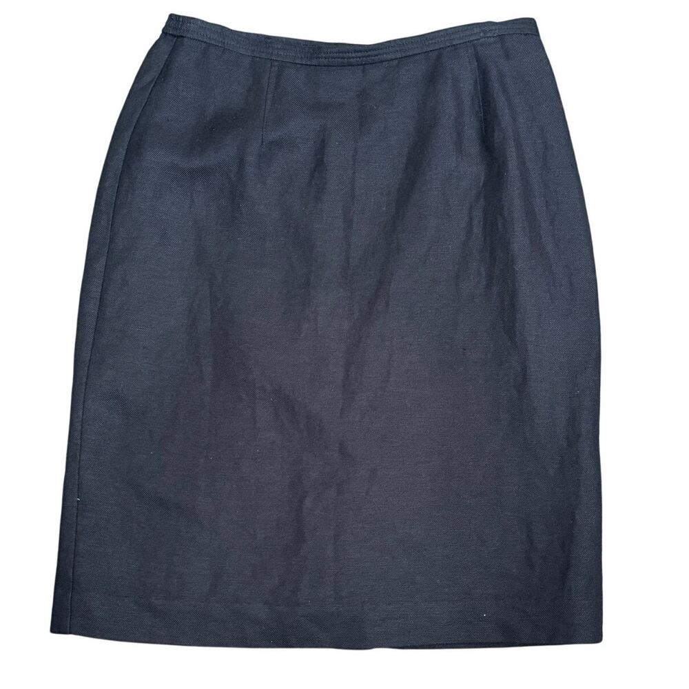 Mary McFadden Pencil Skirt Women 12P Linen Career Capsule Minimal Neutral Luxury